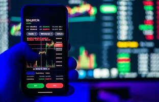 stock och crypto handel uppkopplad plattformar foto