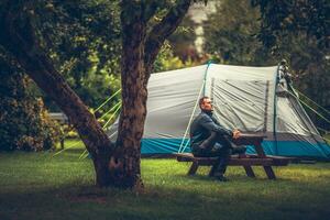 sommar tält camping koppla av foto