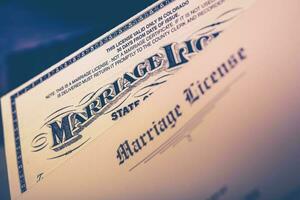 äktenskap licens närbild foto