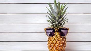 eleganta ananas med trendig solglasögon. generativ ai foto