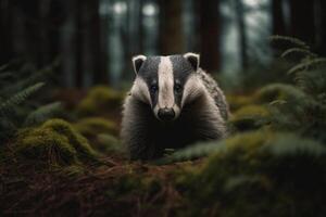 porträtt skunk på de skog ai generativ foto