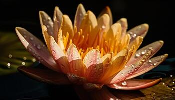 en lugn scen av rosa lotus blommar genererad förbi ai foto