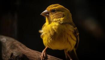 små fink perching på gren, ser söt genererad förbi ai foto