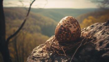 lugn scen berg topp, skog, och himmel genererad förbi ai foto