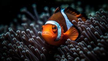 clown fisk och korall skapa vibrerande marinmålning genererad förbi ai foto