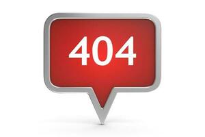 404 siffra på röd Tal bubbla foto