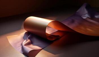 slät silke textil- i lyx paket elegans genererad förbi ai foto