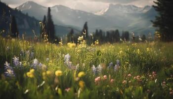 färsk vild blomma i natur lugn äng genererad förbi ai foto