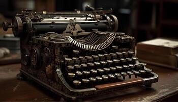 skrivmaskin gammal fashioned maskineri för antik kommunikation genererad förbi ai foto