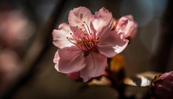vibrerande körsbär blomma bukett i blomma utomhus genererad förbi ai foto