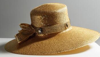 sommar elegans fedora och sugrör hatt glamour genererad förbi ai foto