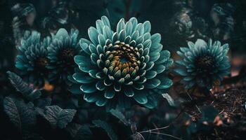abstrakt mång färgad krysantemum blomma i färsk vatten genererad förbi ai foto