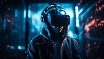 virtuell nattliv förnyar stad fritid spel inomhus genererad förbi ai foto