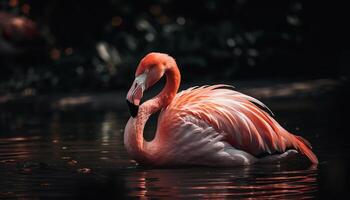 skönhet i natur elegant flamingo plask graciöst genererad förbi ai foto