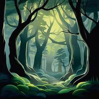 mytisk irländsk skog eyvind earle stil ai genererad foto