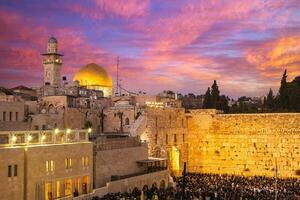 de Västra vägg och kupol av de sten, Jerusalem, Israel foto