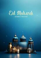 eid mubarak. islamic Semester affisch. illustration ai generativ foto