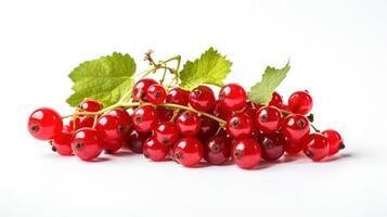 röda vinbär på en vit bakgrund, generativ ai foto