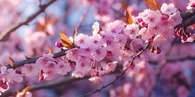 ai genererad. ai generativ. traditionell japansk blomma sakura körsbär blomma träd. grafisk konst foto