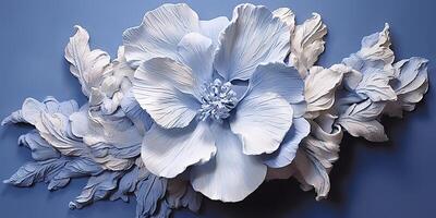 ai genererad. ai generativ. skulptur blomma vit och blå blomma skön konst. .grafisk konst foto