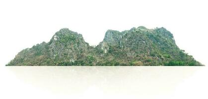 rock berg kulle med grön skog isolera på vit bakgrund foto