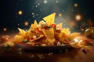 mexikansk nachos. illustration ai generativ foto