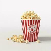 popcorn korg isolerat på vit. illustration ai generativ foto