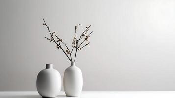 annorlunda typer av vas uppsättning vit minimalistisk bakgrund ai genererad foto
