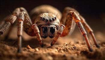 hårig Spindel huggtand, fara Lurking i natur genererad förbi ai foto