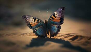 vibrerande fjäril vinge mönster i naturlig skönhet genererad förbi ai foto