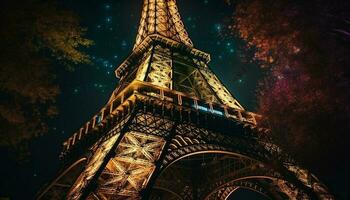 upplyst arkitektur majestätiskt storlekar franska kultur på natt genererad förbi ai foto