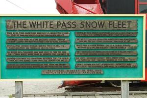 informationstavla för den vita passeringssnöflottan i Skagway Alaska foto