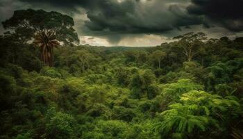 grön tropisk skog, berg räckvidd, skönhet i natur genererad förbi ai foto