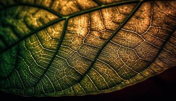 vibrerande blad ven mönster i naturlig makro skönhet genererad förbi ai foto