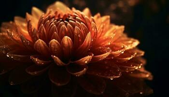 vibrerande kronblad av en dahlia bukett glans genererad förbi ai foto