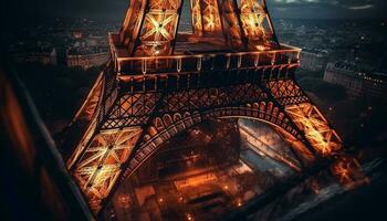 upplyst horisont storlekar Paris' rik historia och kultur genererad förbi ai foto