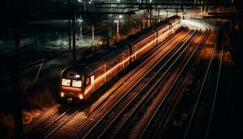 suddig rörelse av tunnelbana tåg i stadsbild genererad förbi ai foto