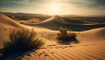 krusigt sand sanddyner i torr afrika värme genererad förbi ai foto