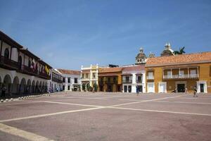 se av de historisk tull fyrkant på cartagena de Indien walled stad i colombia foto