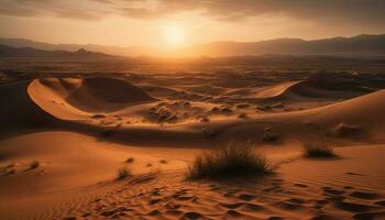 majestätisk sand sanddyner krusning i torr afrika genererad förbi ai foto