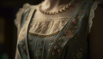 de utsmyckad silke klänning utstrålar elegans och glamour för bröllop genererad förbi ai foto