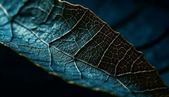 vibrerande blad ven mönster i makro, visa upp skönhet i natur genererad förbi ai foto