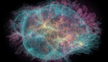 abstrakt spiral av lysande nebulosa skapar trogen bakgrund för illustration genererad förbi ai foto