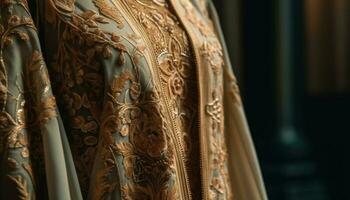 utsmyckad silke klänning samling ställer ut elegans och inhemsk kultur genererad förbi ai foto