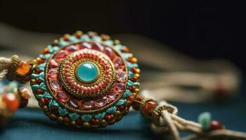 inhemsk kulturer utsmyckad Smycken samling ställer ut elegans och rikedom genererad förbi ai foto