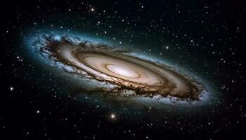 utforska de djup mysterier av de lysande spiral galax genererad förbi ai foto