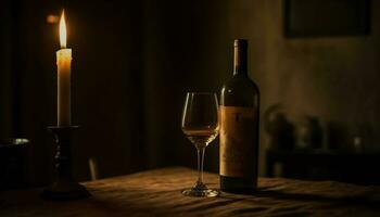 en lyxig firande med vin, whisky, och levande ljus elegans genererad förbi ai foto