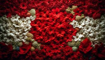 romantisk bukett av mång färgad blommor lägger till skönhet till bröllop firande genererad förbi ai foto
