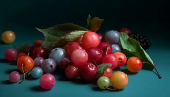 en färgrik samling av mogen bär frukt för friska småätande genererad förbi ai foto