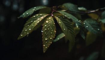 vibrerande höst löv reflektera skinande dagg droppar i natur skönhet genererad förbi ai foto